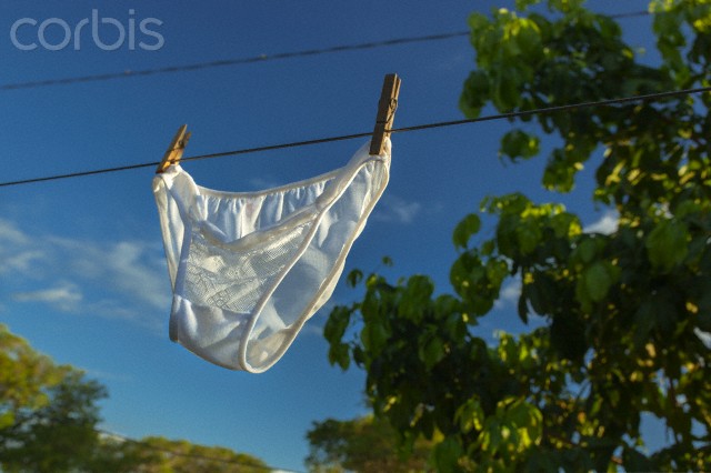 Panties hanging from a clothesline