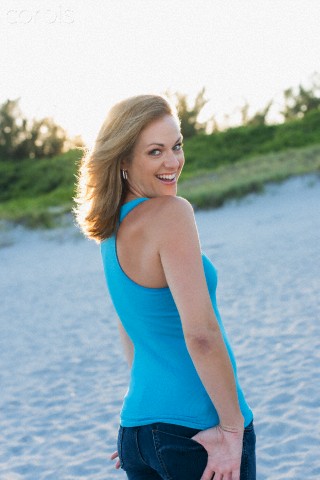 Woman on beach, Delray Beach, Florida, USA